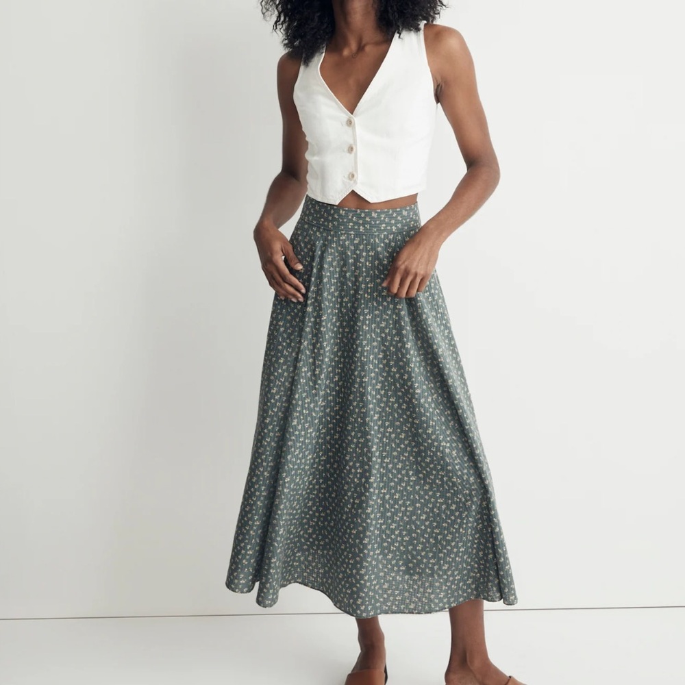 Cotton Voile Maxi Skirt in Bitsy Bouquet